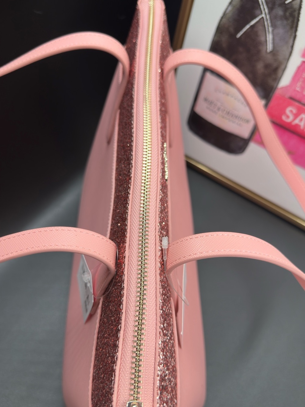 NWT KATE SPADE Pink Glitter Trim Tote Bag – Chic Everyday Carry - Picture 5 of 9